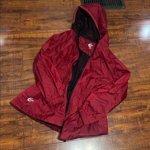 Kids Maroon Hooded Raincoat